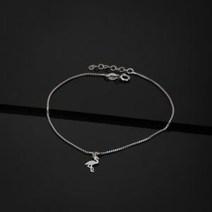 Vanbelle Sterling Silver Jewelry dangling Flamingo Anklet